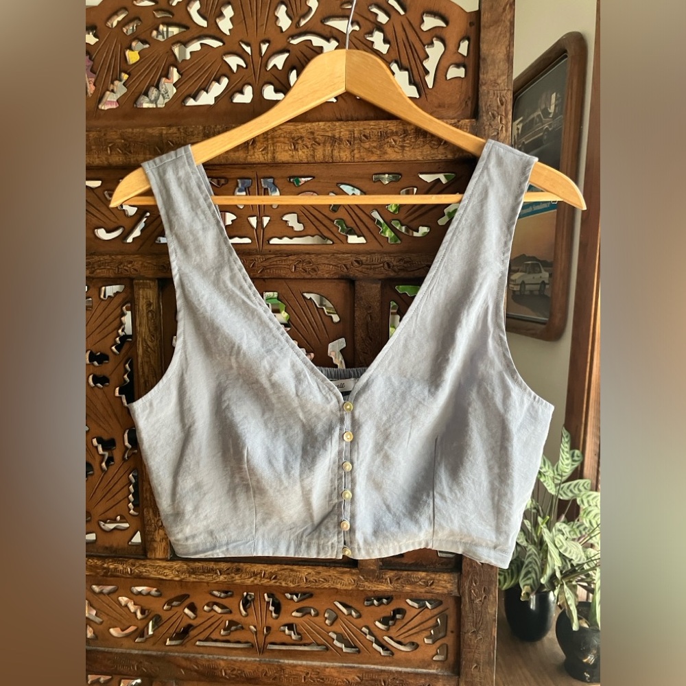 New w/ tags Madewell summer crop top; button down, lightweight